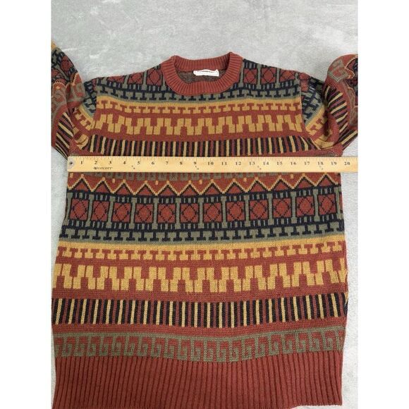 Vintage 80s Campus Knit Pullover Sweater Men's Size Medium Orange - Picture 4 of 6